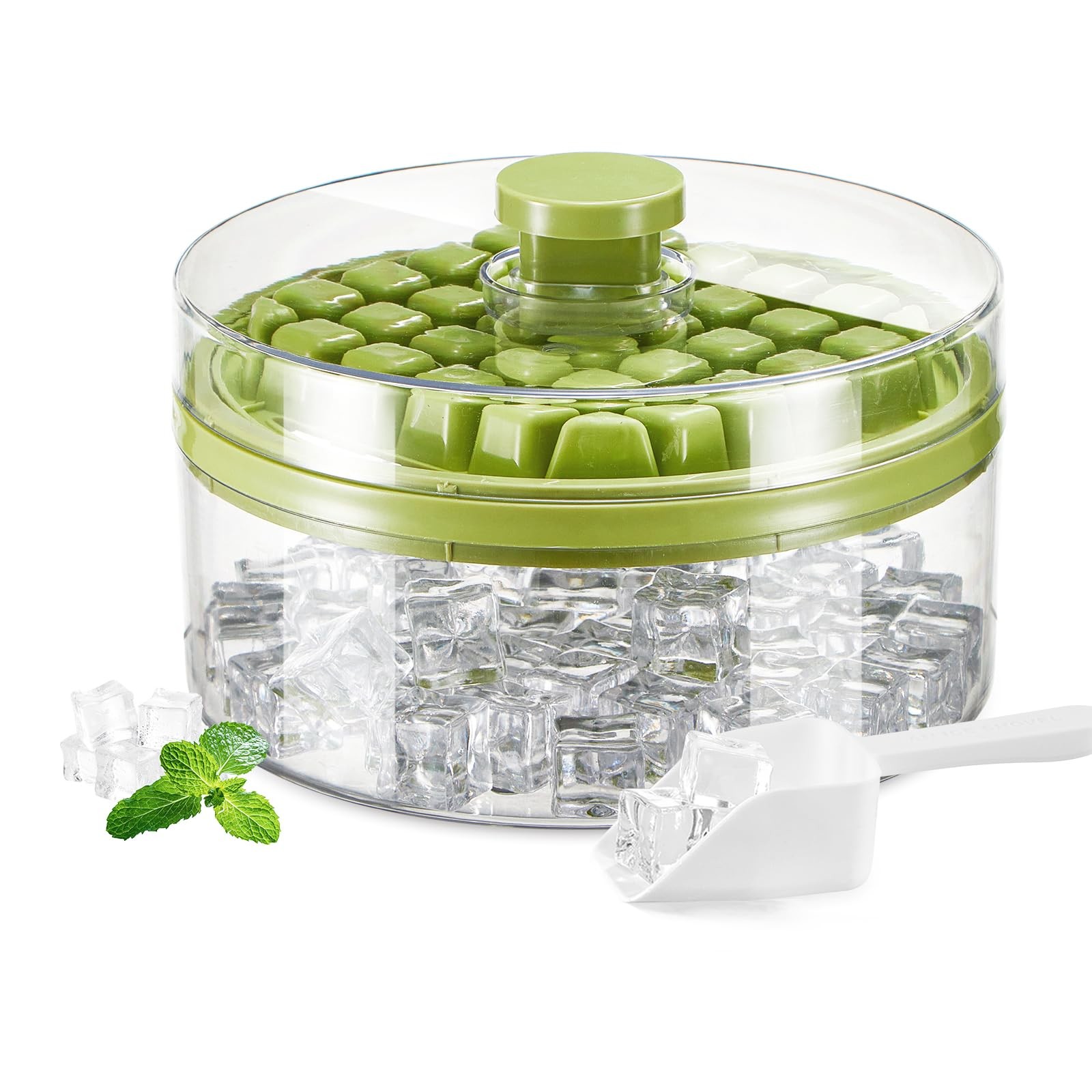 Ice Cube Trays Mold With Lid And Bin For Whiskey Cocktail Juice Coffee