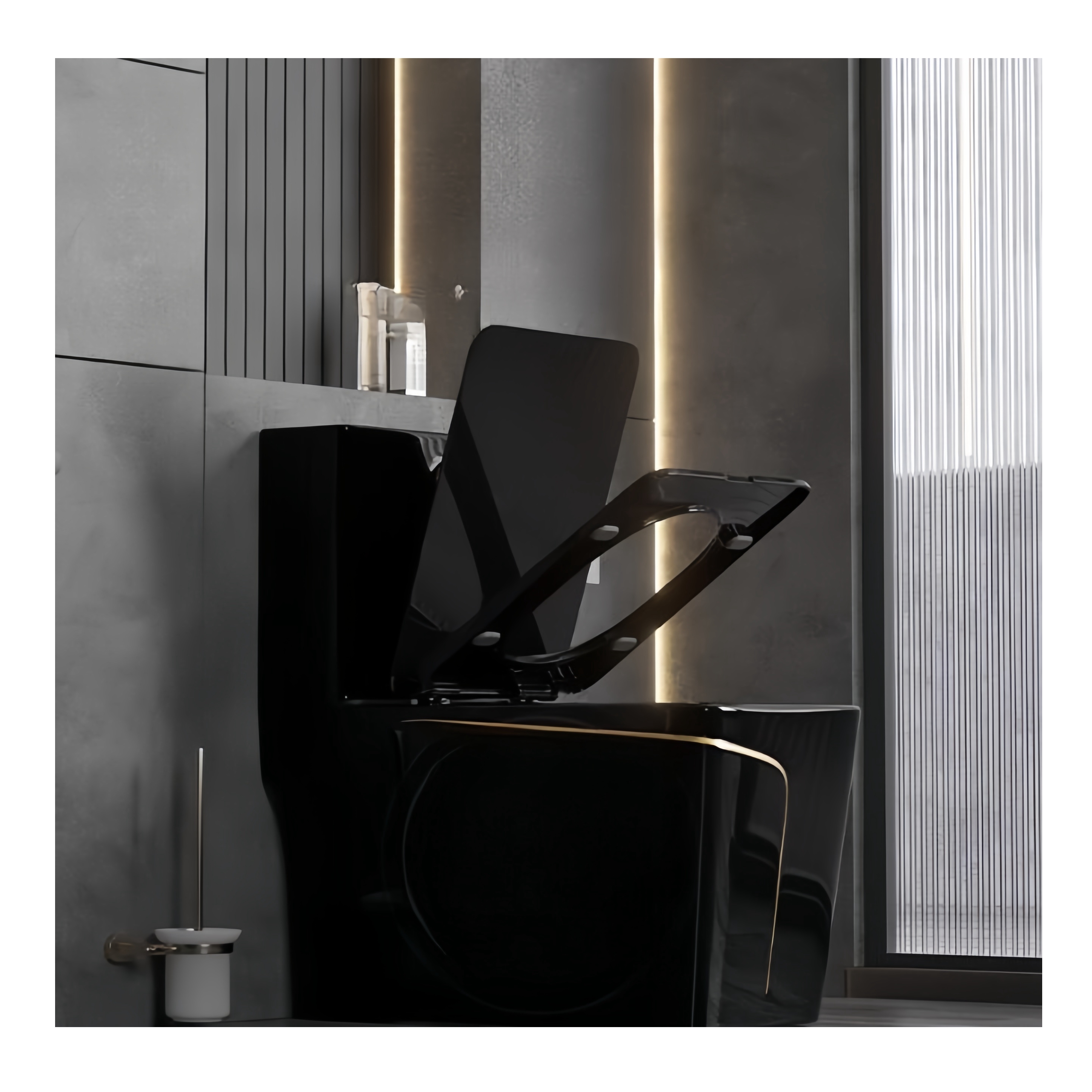 Traditional Design Style Luxury Black Toilet Set with Cleaning Environmental Glaze