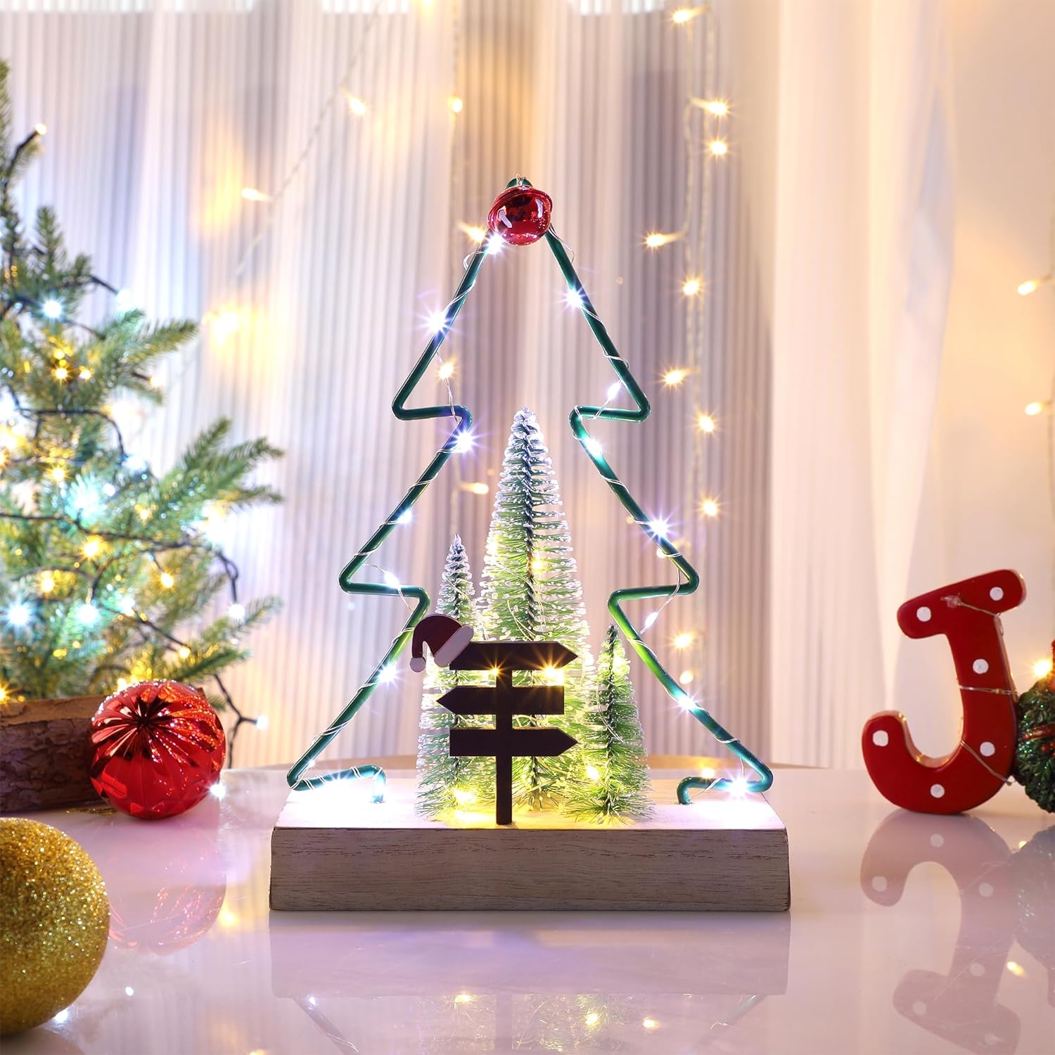 Customized Christmas Tabletop Decoration, Battery Operated Christmas Indoor Fireplace Home Table Decorations