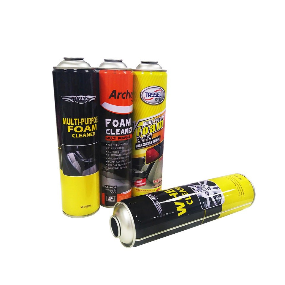 Golden Lacquered Tinplate Aerosol Can Valve For Car Care Foam Cleaner Tin Cans