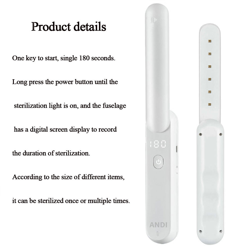 Hot sale portable Hand held UV led light USB charging ultraviolet disinfection lamp