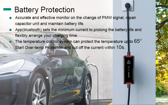 EVCOME Ev Charger Portable Max 32A Ajutable 7KW With IEC 62196 & SAE J1772 & GBT 20234