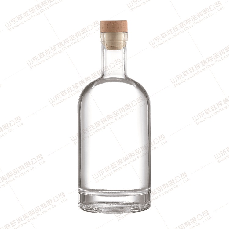 Clear Empty Glass Bottle With Cork 200ml 375ml 500ml 750ml For Vodka Gin Rum Tequila