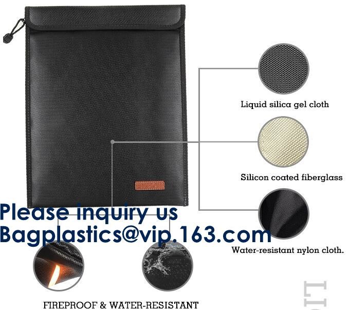 OEM custom luxury travel money passport safe zipper storage pouch fireproof document bag Pouch Money Fiberglass Fire Saf