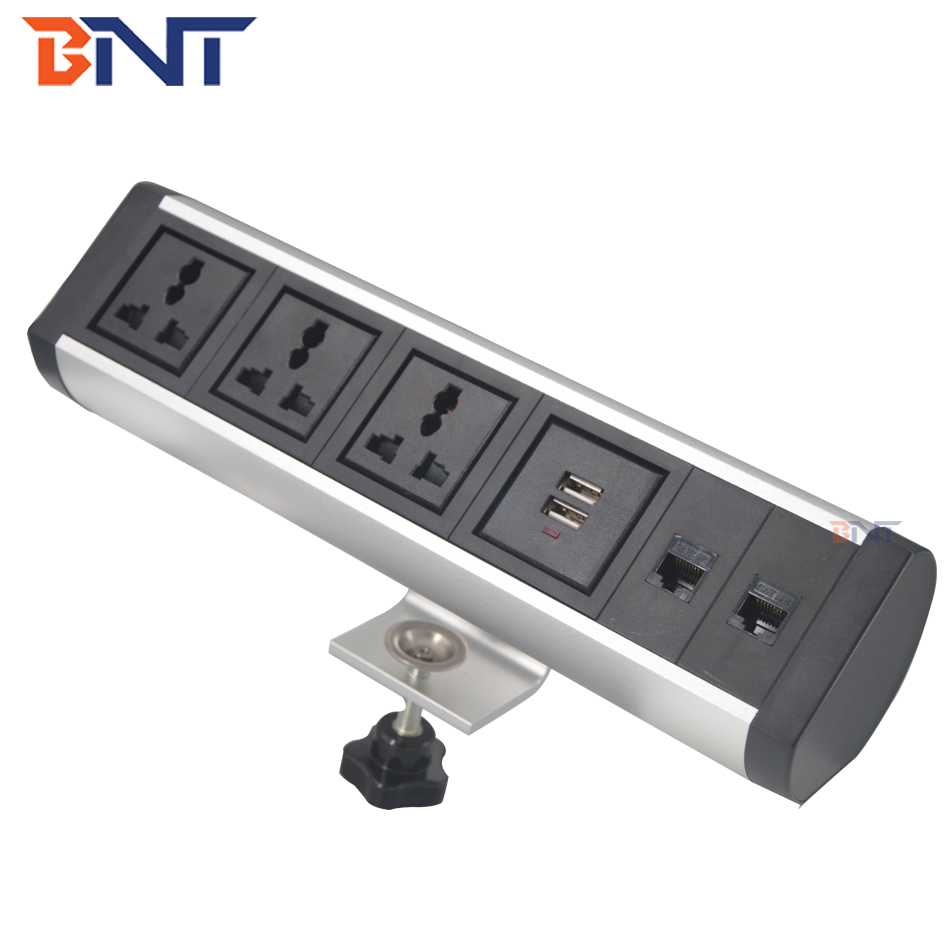 Aluminum alloy office furniture multimedia clamp mount table socket