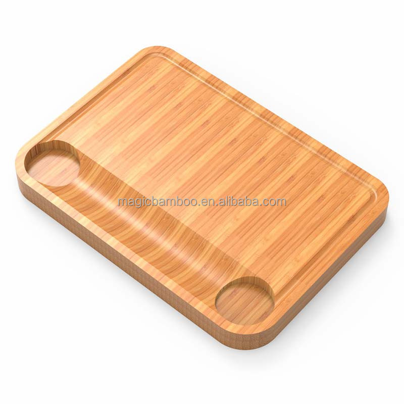 Rectangular Bamboo Cheese Board with Pull-Out Complete Set of Cheese Knives and Design