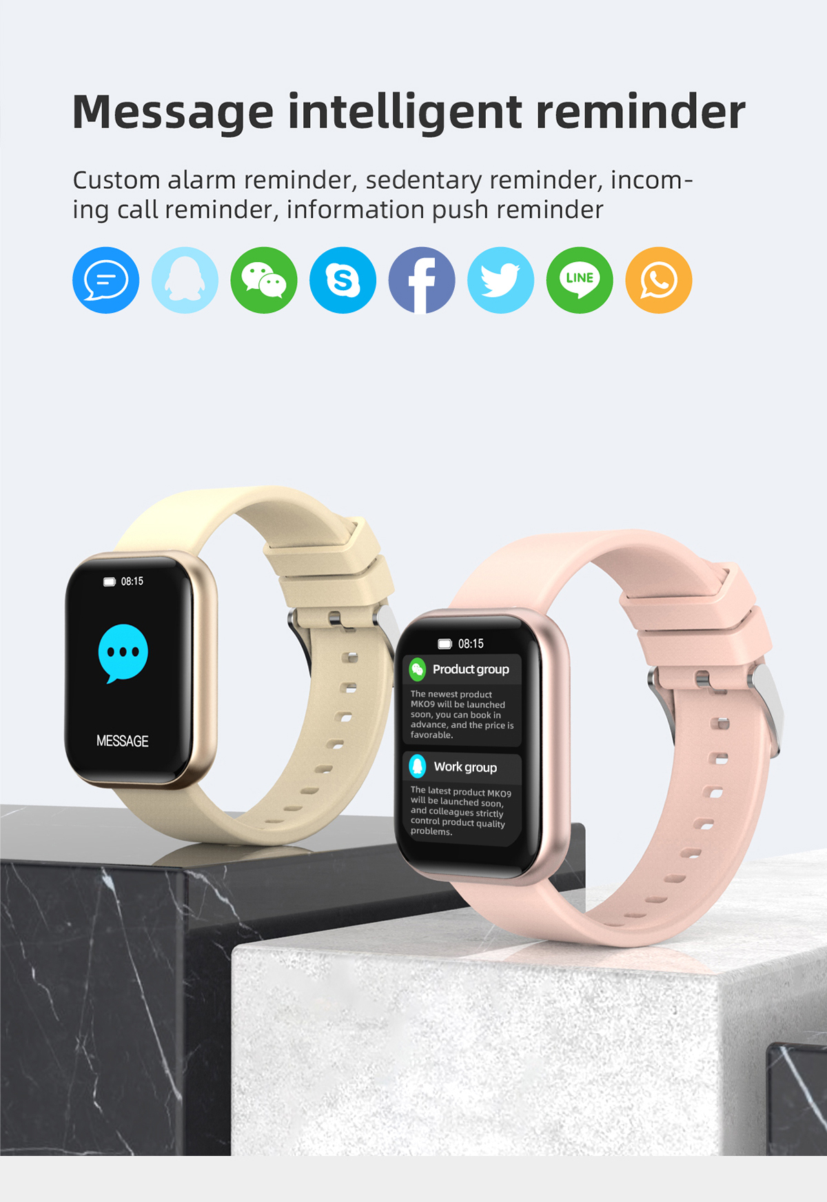 Square 1.28Inch Full Touch Smartwatch Fitness With Weather Display