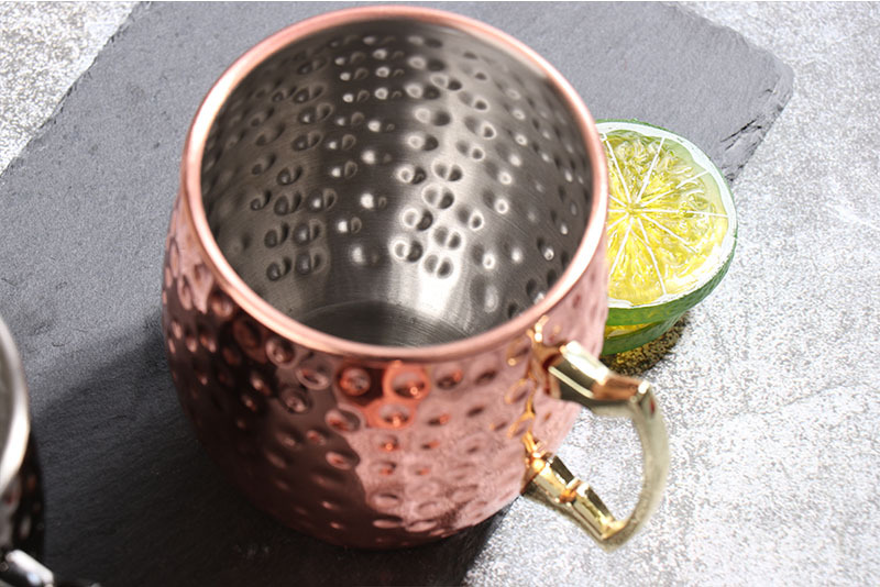 Factory Custom 65ml Moscow mule rose gold finished with handles stainless steel mug