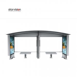 China Integrate Dustbin Curve Roofing Smart Bus Shelter Mobile Charging For Commuters on sale
