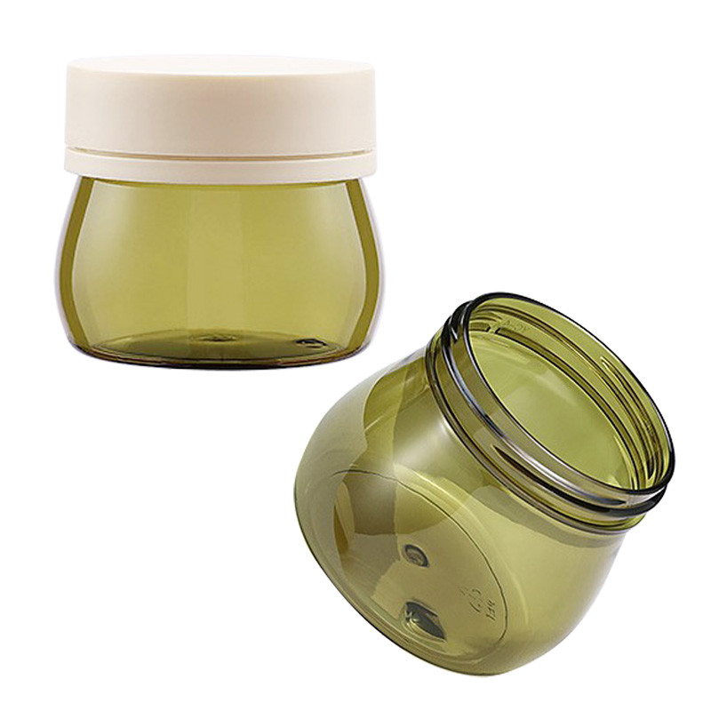 30g 50g 80g 100g Cosmetic Clear Green Glass Jar With Plastic Lid For Body Cream