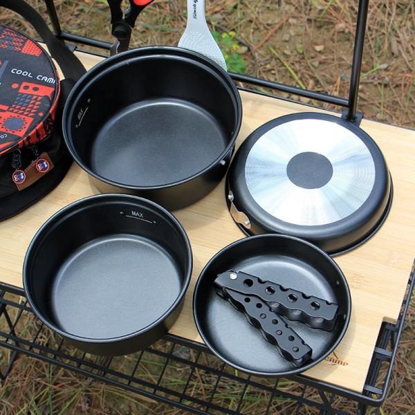 Factory Price Kitchen Black Cookware Set Outdoor Cooking Set Nonstick Camping