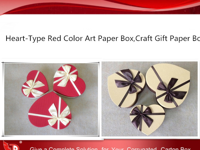 Heart-type red Color Art Paper Box,Craft Gift Paper Box