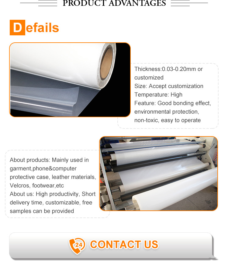 Translucent Polyurethane Hot Melt Film for underwear And Leather