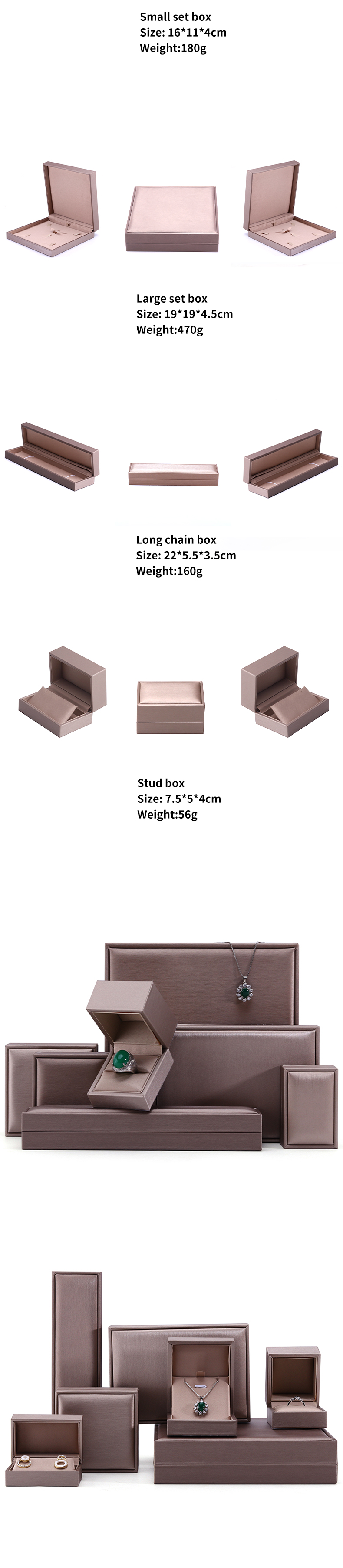 Off White Elegant Soft Faux Leather Jewelry Storage Box Package Custom Color