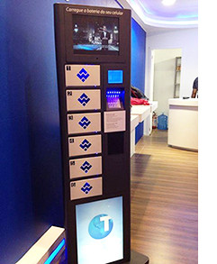 Airport Video Advertising Mobile Locking Cell Phone Charging Station Device LCD Screen UV Light