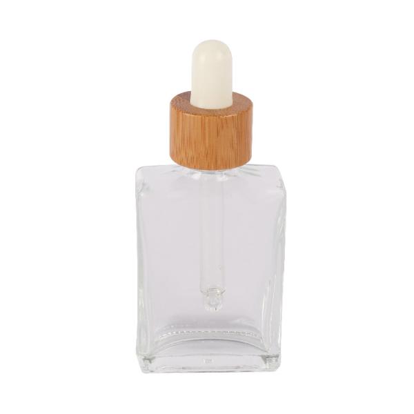 30ml 50ml 100ml Square Clear Glass Dropper Bottle Eco Friendly Bamboo Essential