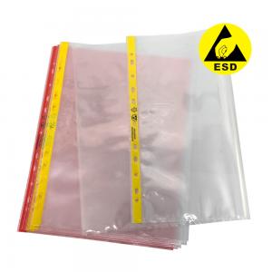  Cleanroom 11 Hole File Bag A4 A3 Dust Free ESD Anti Static Document Bag With Pink Or Yellow Manufactures