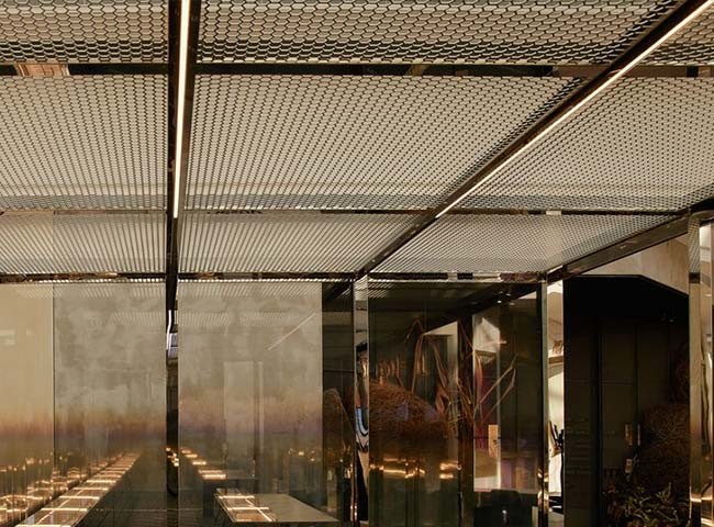 1.5mm Thickness Aluminum Perforated Metal Ceiling Monolithic Appearance For Retrofits