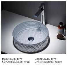 Diamond Texture Crystal Clear Glass Basin Sink Bathroom Sanitary Ware Italian
