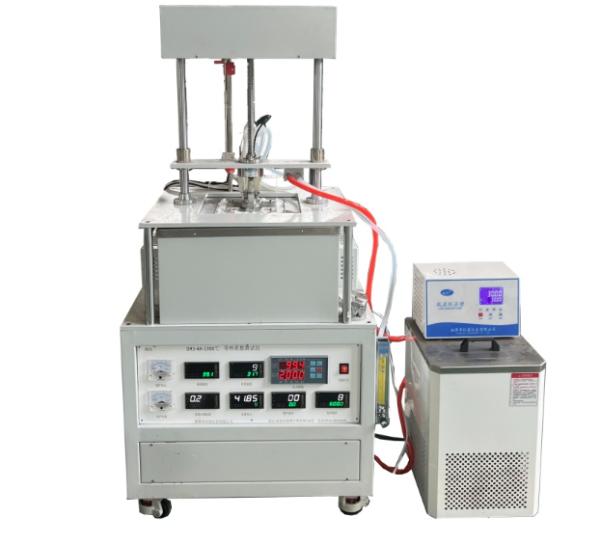 High temperature flat plate thermal conductivity tester with automatic pressure