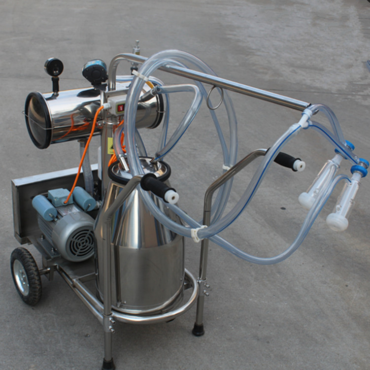 Single Bucket Portable Vacuum Pump Milking Machine With 250 l / Min Vacuum Pump Capacity