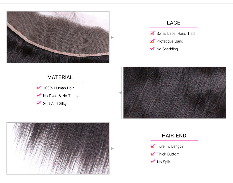 Swiss Human Hair Lace Frontal 13x4 Virgin Thin Transparent Closure Pre Plucked