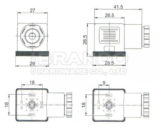 18mm MPM DIN 43650 Form A DIN 43650A Solenoid Coil Connector 0