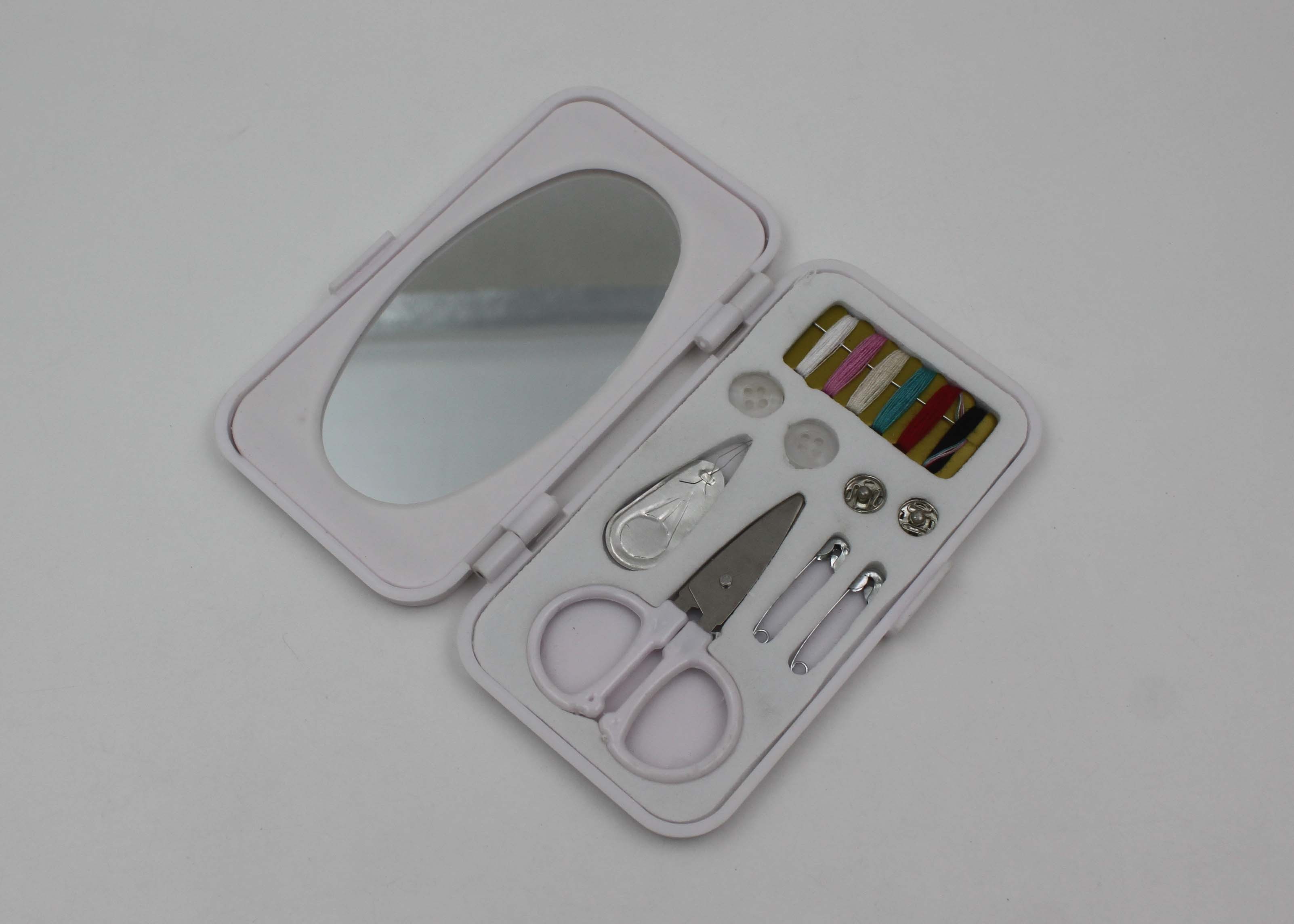 Plastic Rectangle Mini Sewing Kit Set With Mirror For Household CE ROHS