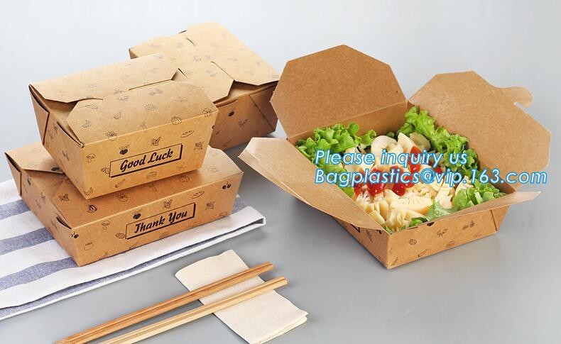 Cheap Cardboard foldable kraft paper lunch box with window,Lunch noodle fast food kraft paper box by customized logo pri