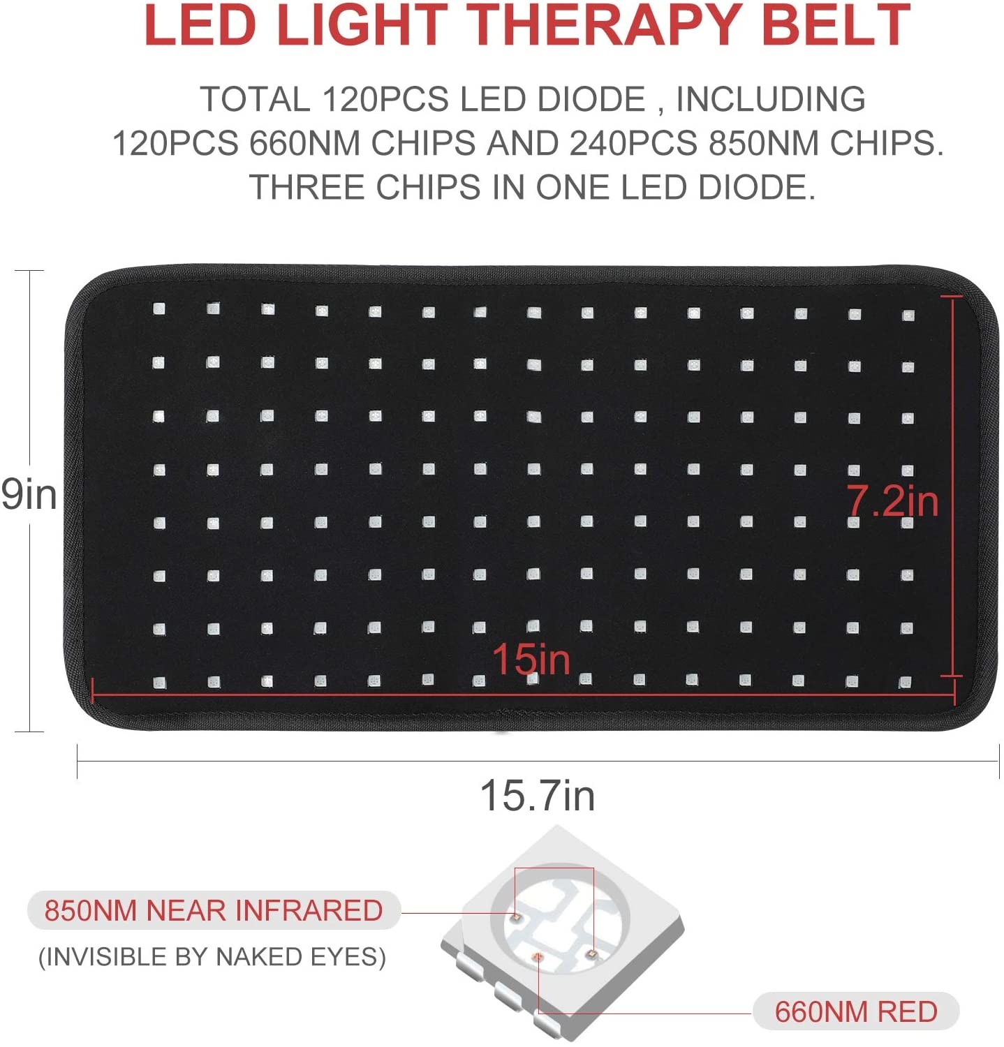 Home Use 120pcs LED Near Infrared Red Light Therapy Belt For Weight Loss