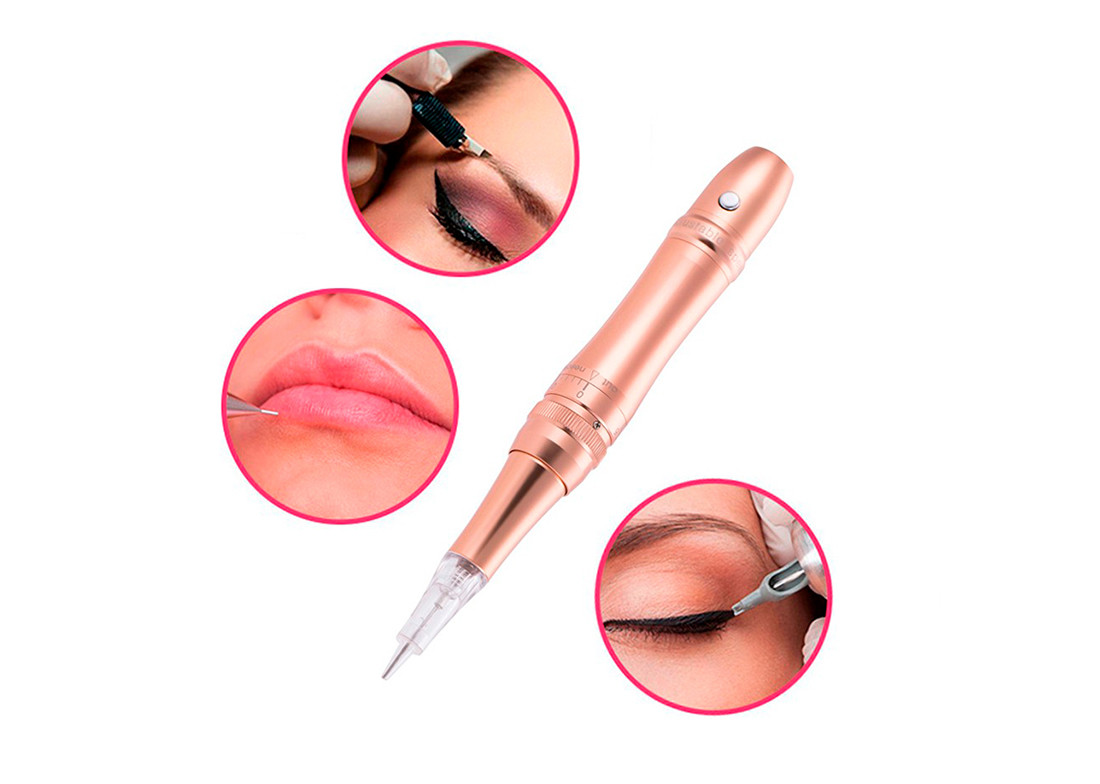 Aluminium Alloy Beauty Makeup Tattoo Rotary Pen 7.3V 7F Gold Color