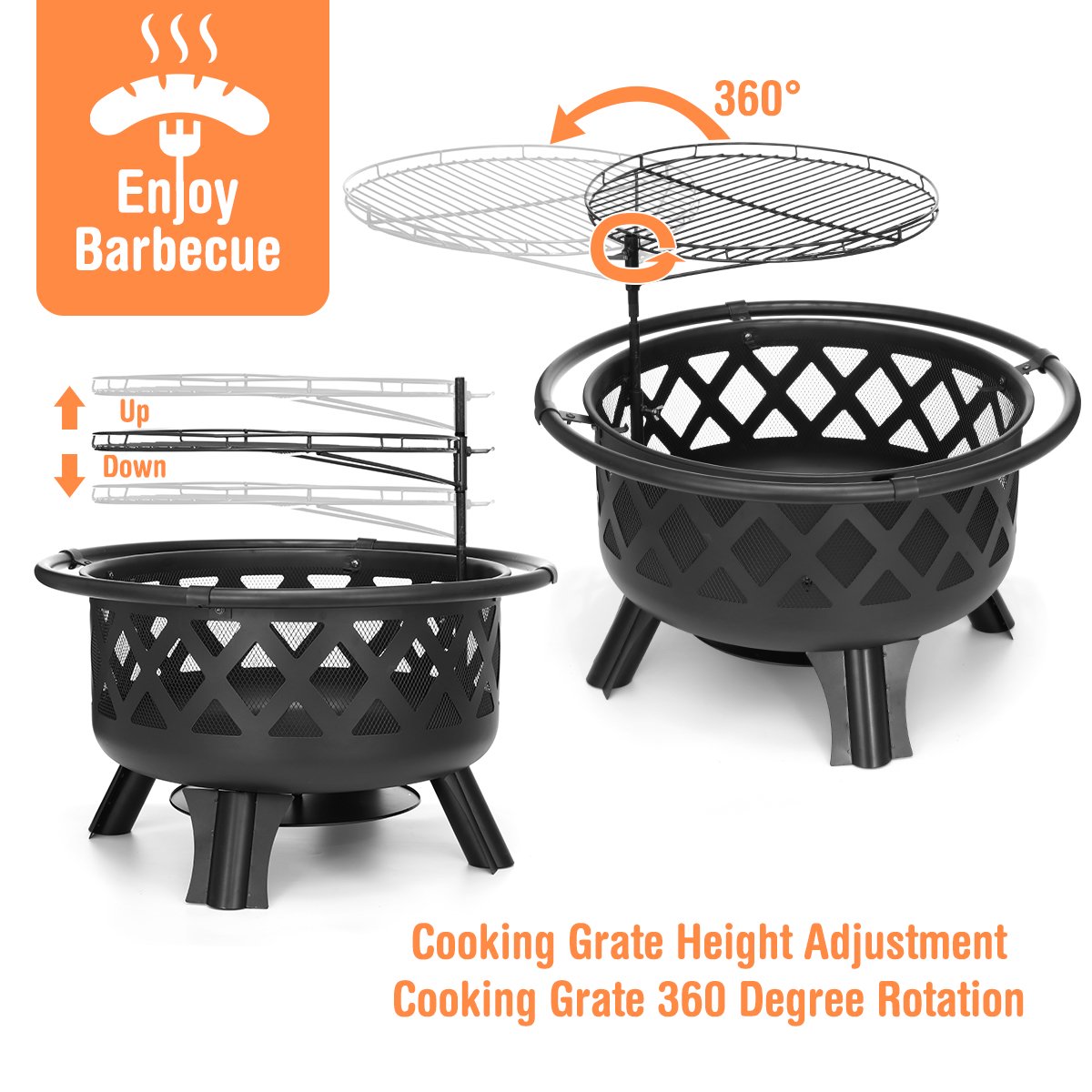 Outdoor Heating 35 Inch Round Fire Pit Mat for Warmth and Support Holiday Selection