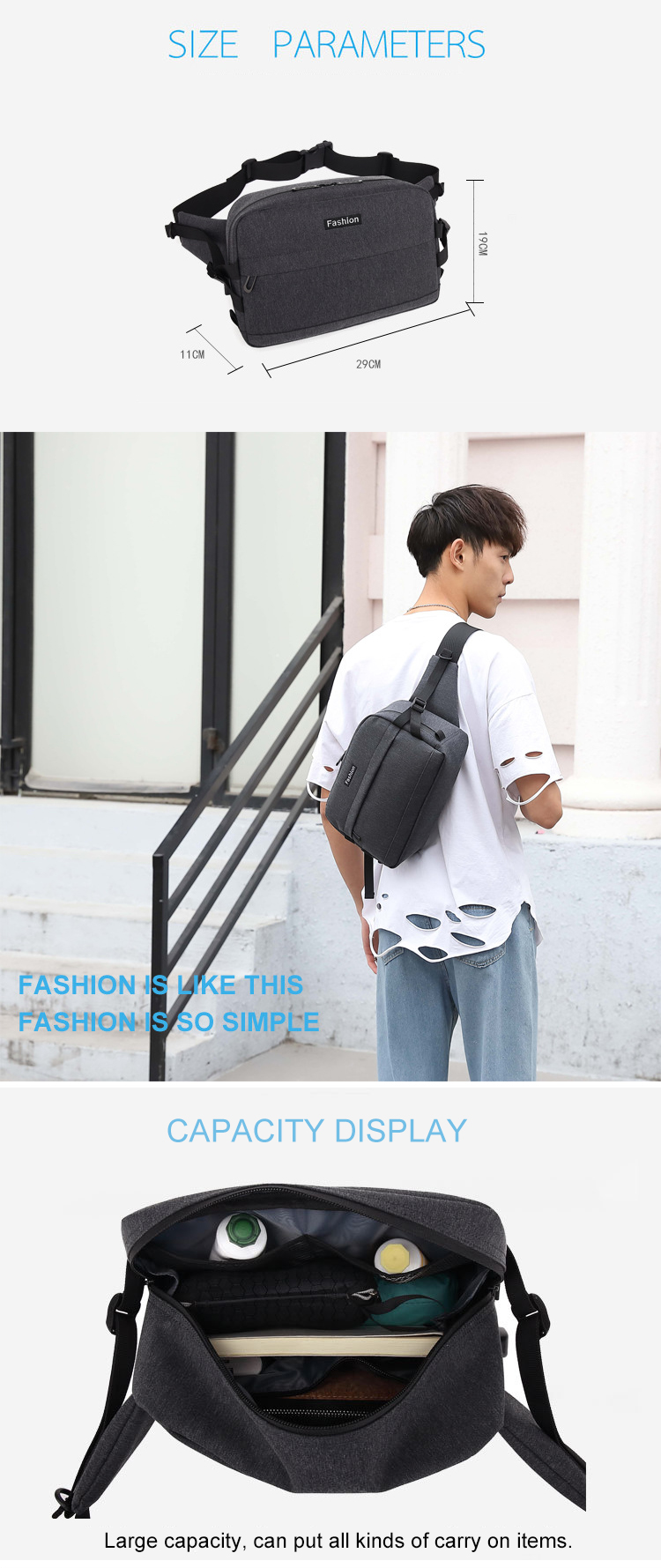 Rainproof Sweatproof Waterproof Fanny Pack Mens Waist Bags 0.5KG