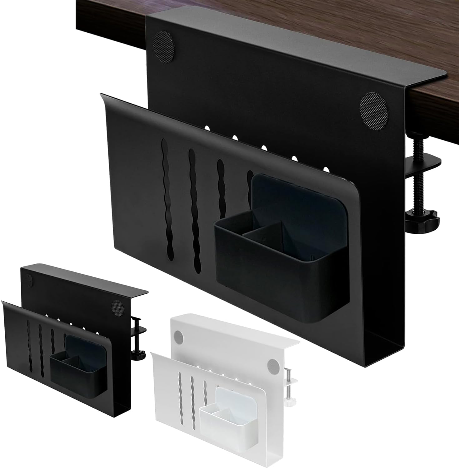 Desk Side Storage Holder No Drill Under Desk Cable Management Tray Steel Hanging Tray