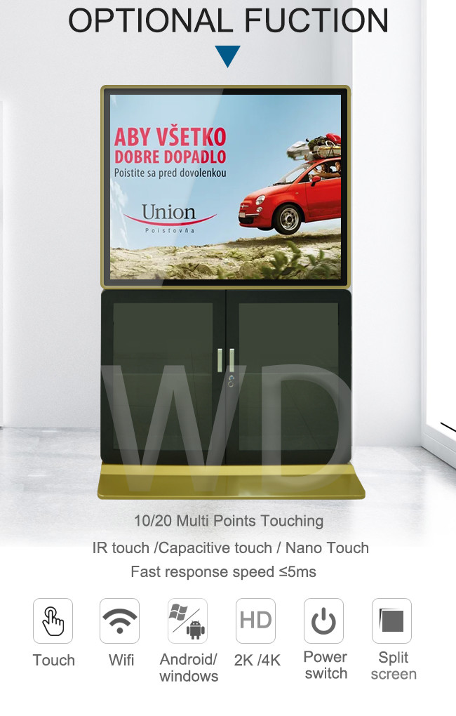 49 Inch 2160P Android 2GB RAM Floor Standing Digital Signage With File Cabinet