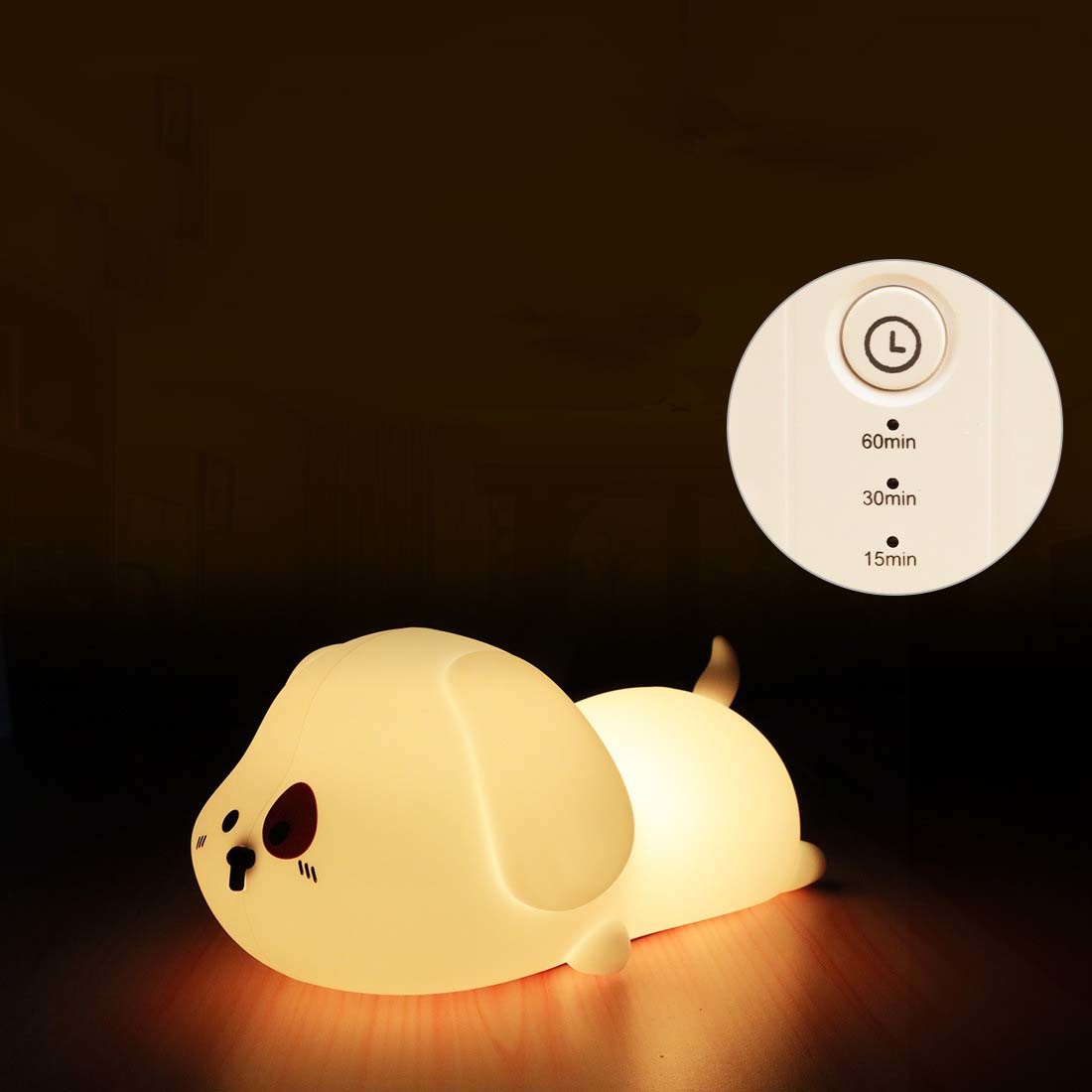 Night Light For Kids Cute Silicone Puppy Night Light With 2 Levels Of Brightness 7 Colors Kawaii Touch Lamp For Bedroom