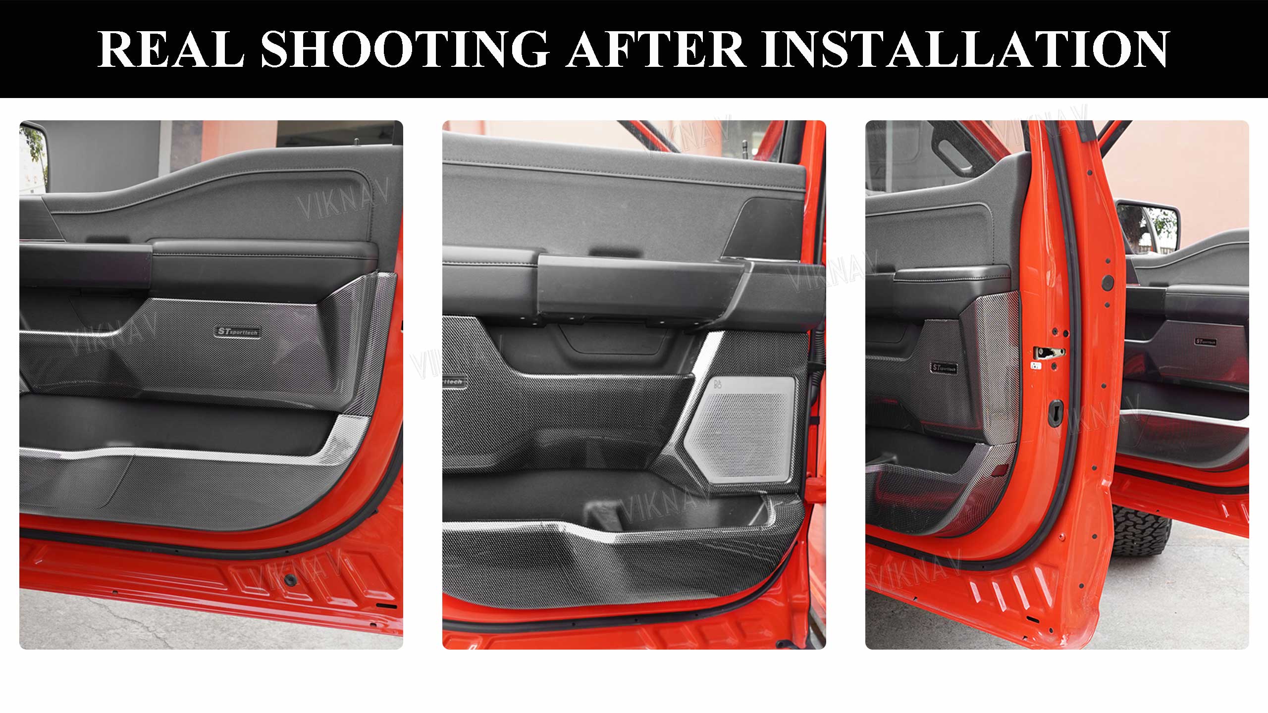 Viknav Car Door Anti Kick Pad for Ford F-150 F150 2015-2020 Accessories Carbon Fiber Style Leather