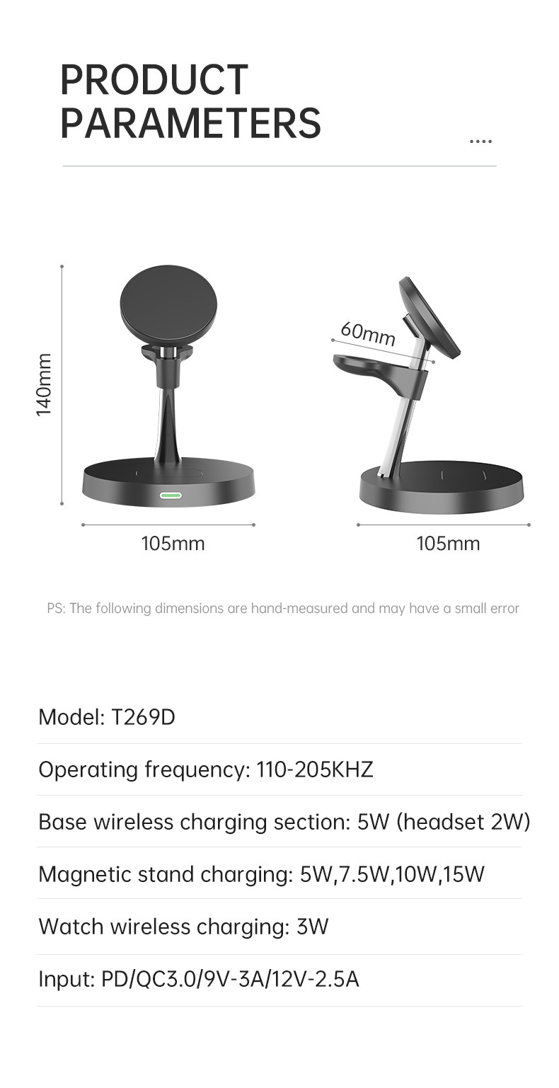 Wireless Charging Station With Night Light Over Current Protection CE/FCC/RoHS Certified