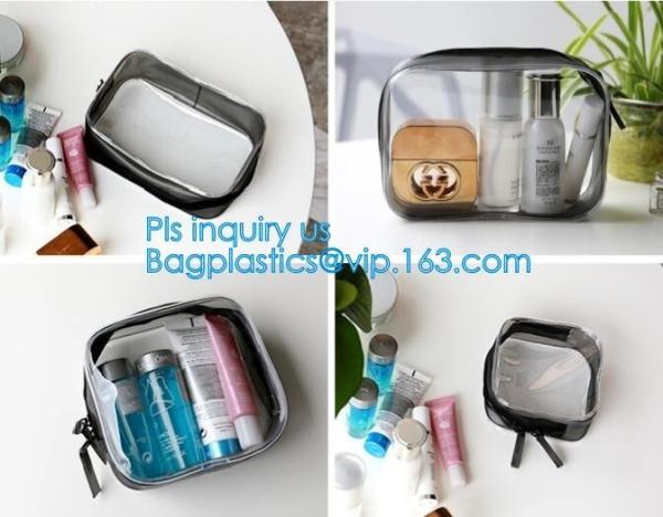 Promotion reusable clear printed transparent zipping storage cosmetic toiletry