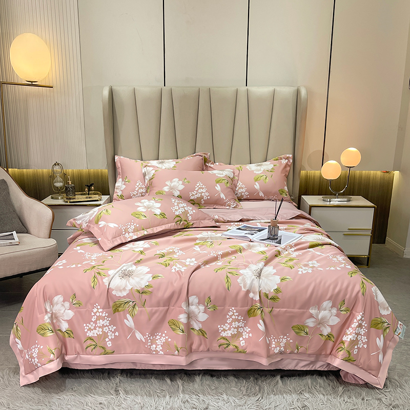 Luxury Princess Washed Silk Bedding Set 4 Pcs Filled with Soft and Breathable Bed Sheet