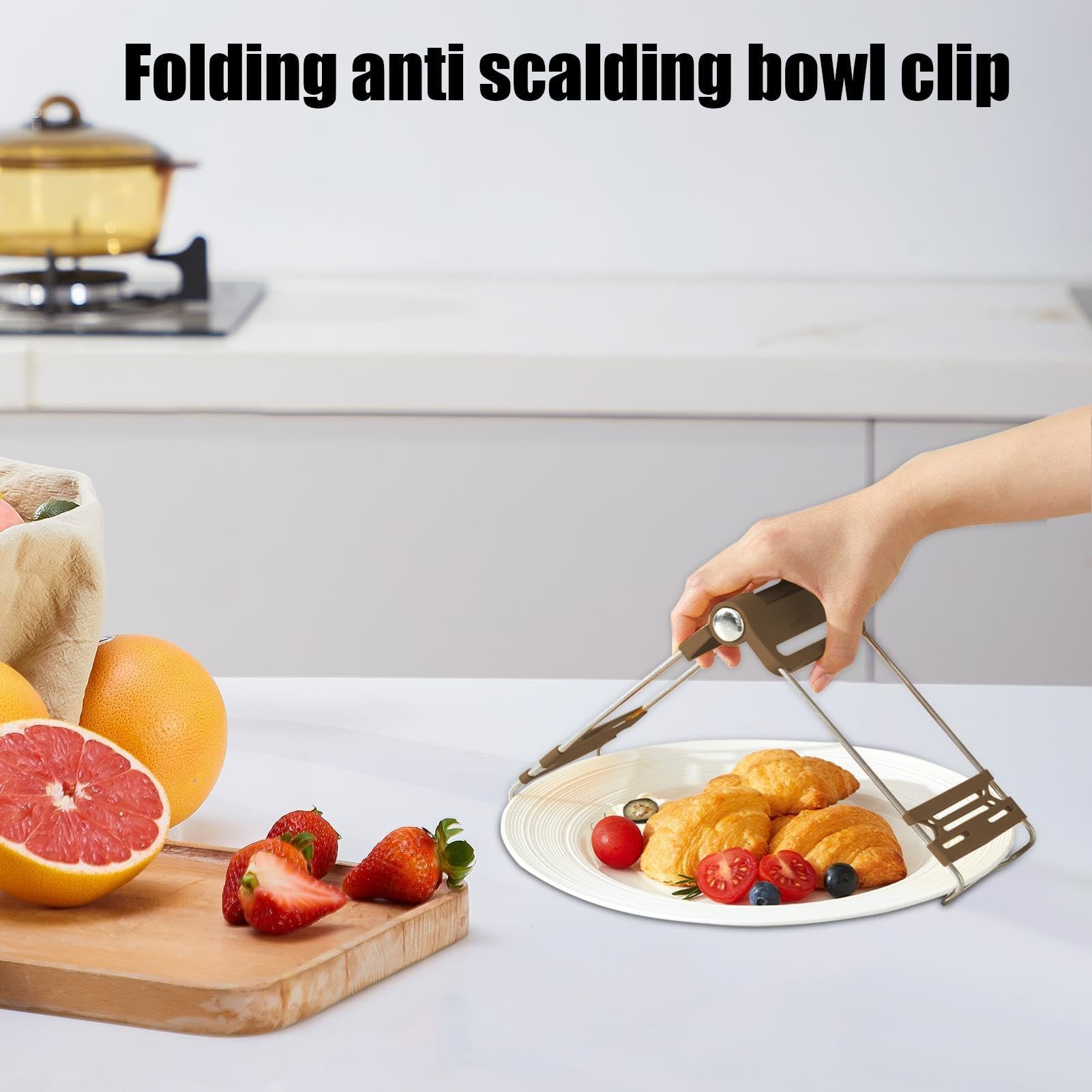 Plate Lifter Steamer Plate Gripper Tongs Stainless Steel Bowl Clip Holder