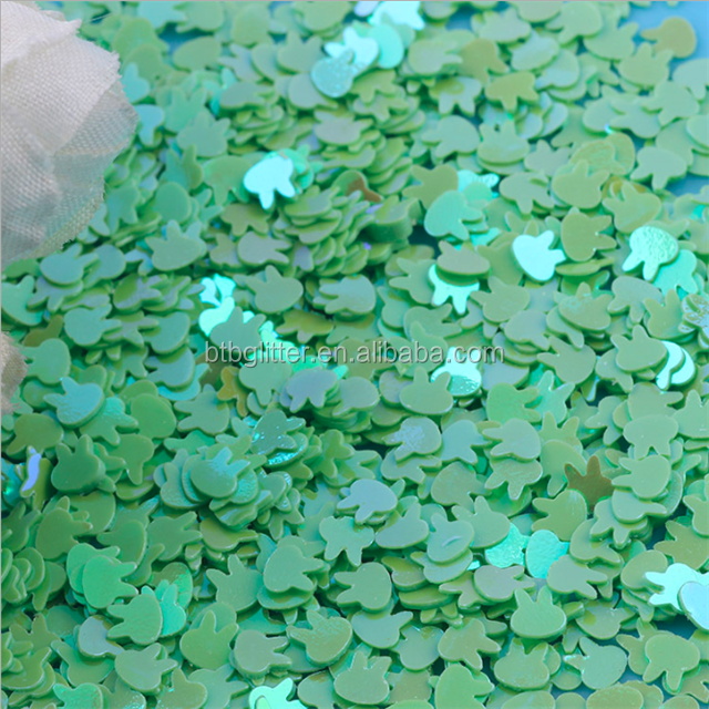 Pet Happy Year Easter Sequined 4mm Rabbit Head Ball Stuffers and Ornaments Hand DIY Accessories Fluorescent Pieces Glass
