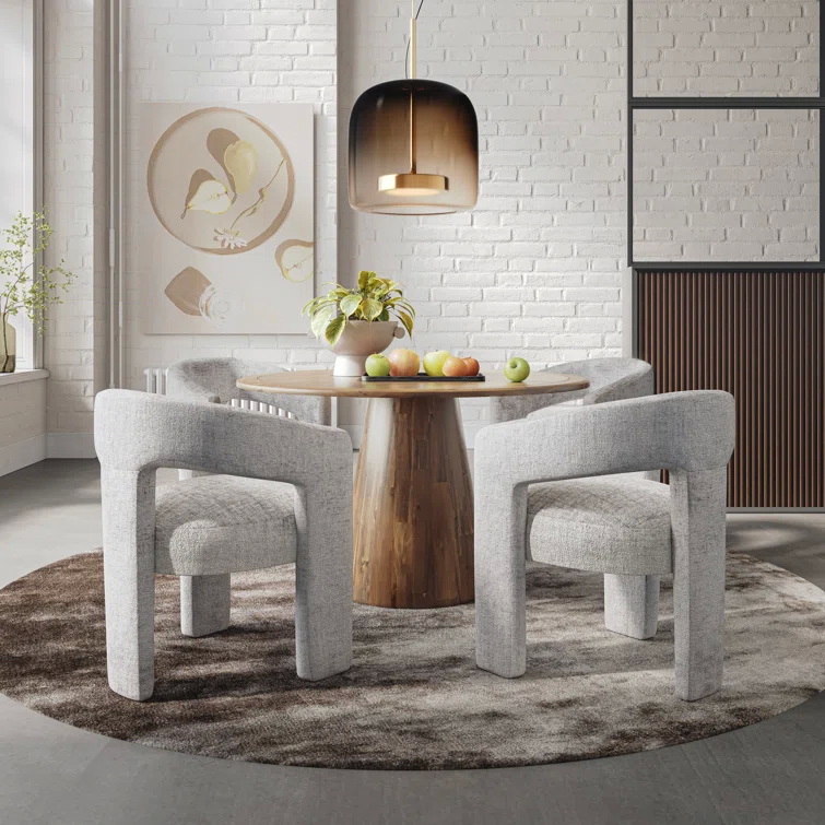 Eco friendly Wooden White Sherpa Accent Chair For Dining Room