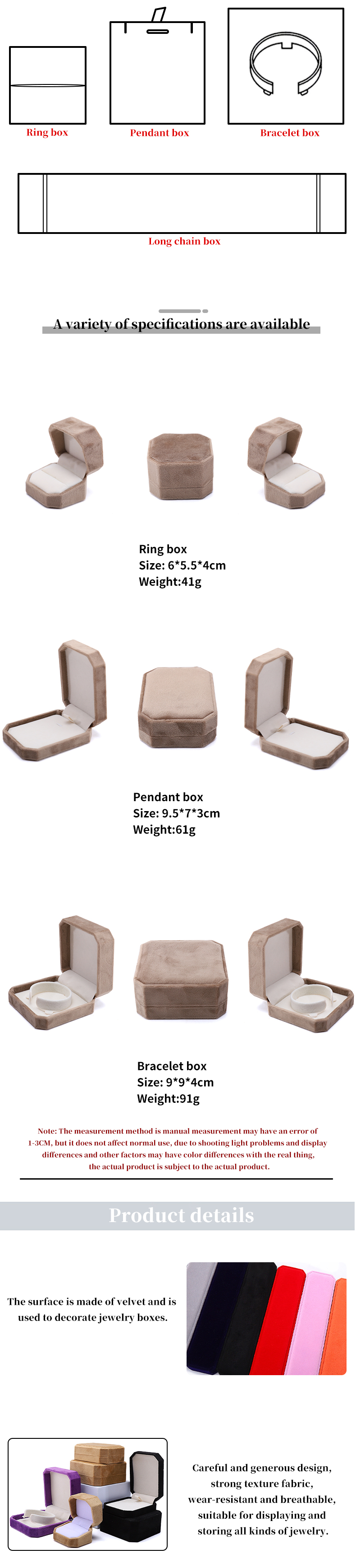 Custom Octagonal Shape Khaki Flannelette Jewelry Package for Necklace Bracelet Ring