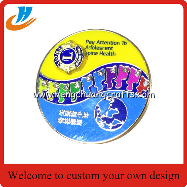 25mm No mold fee custom Metal Enamel Badges/Football Pin Badges/Football Stadium Pin Badge