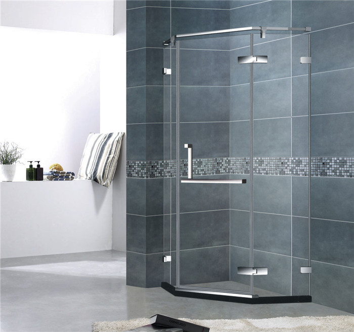 Diamond Shape Frameless Shower Enclosures Stainless Steel Hinge Mirror Color For Hotel