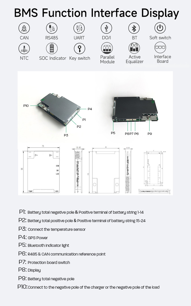 4S 12V BMS With Balancing Smart BMS Lifepo4 For Lithium Ion Battery Pack