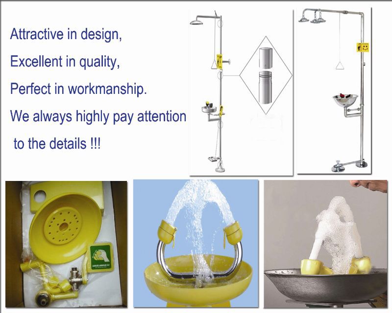 Safety Attractive Steel Lab Casework Eye Washer And Shower Station Combined Type