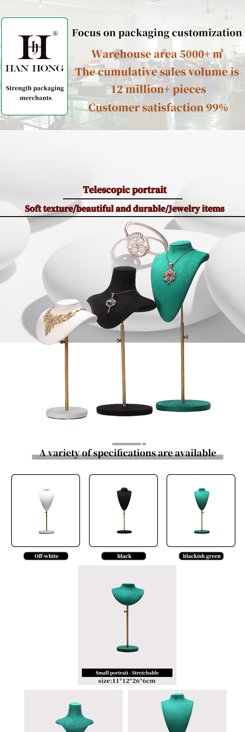 Portable Detachable Soft Velvet Jewelry Organizer Mannequin Luxury Display Bust