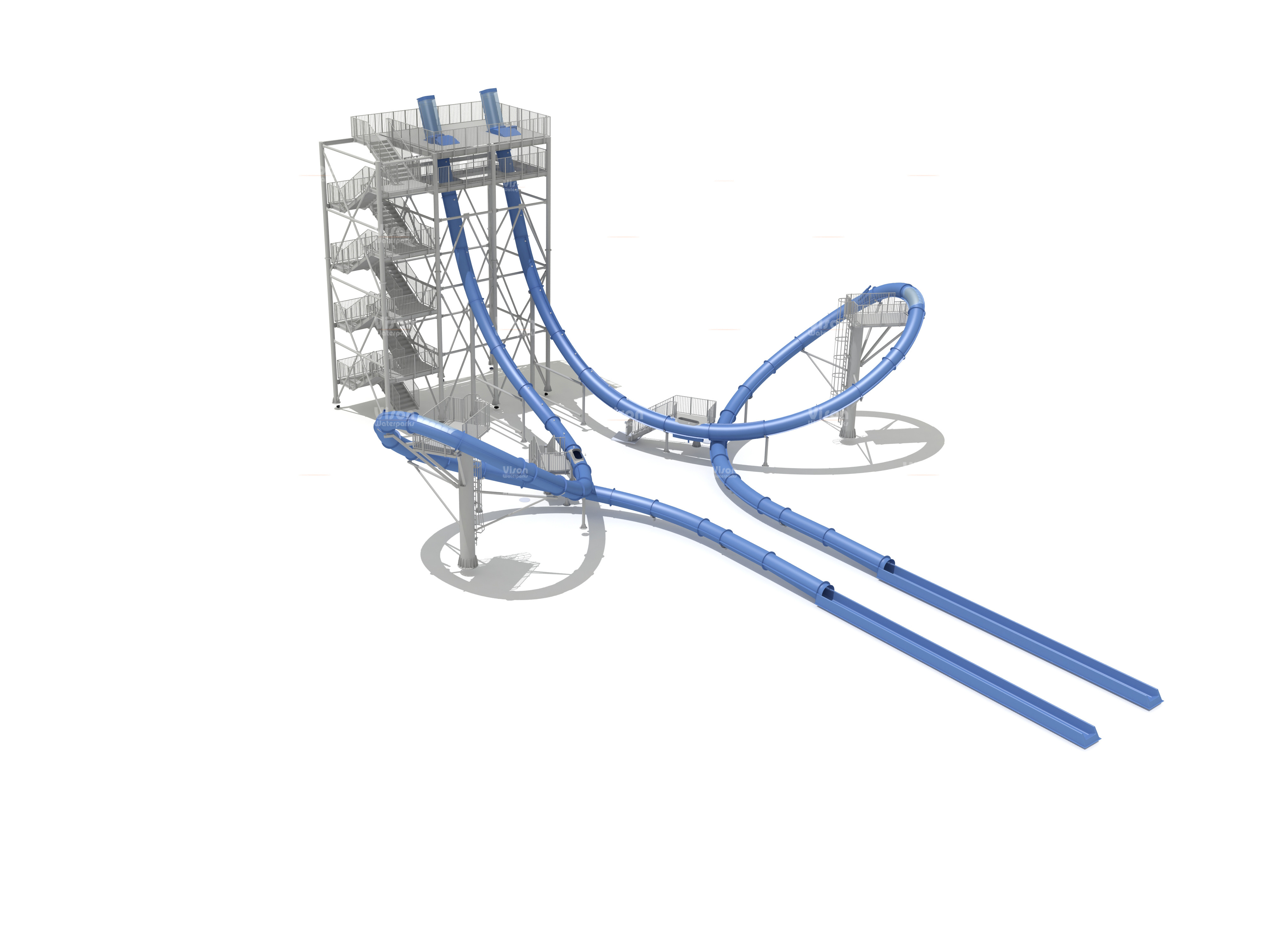 Adventure Magic Loop Fiberglass Water Slides For Outdoor Water Park Games / Body slide